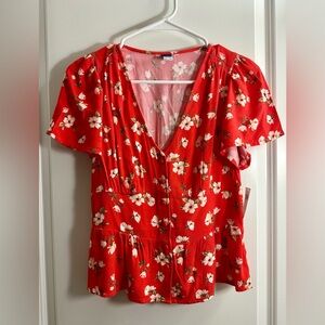 Old Navy Size XS Floral Red Women's Top